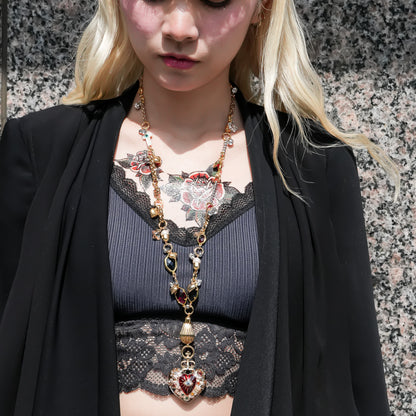 Sacred Heart Eye Necklace - Clear × Red × Rainbow Arrow / Medium