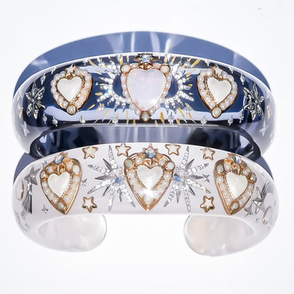 LOVE BRACELET / HEART / CLEAR BLACK / PINK OPAL