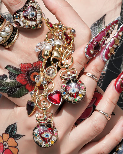 Sacred Heart Eye Necklace - Red × Rainbow Charm / Small