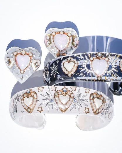 LOVE RING / HEART / WHITE / PINK OPAL / #10