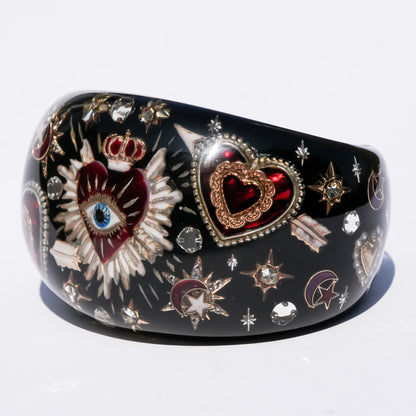 Sacred heart eye bracelet - Black×Red / Statement