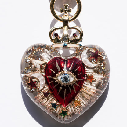 Sacred Heart Eye Necklace - Clear × Red × Rainbow Arrow / Medium