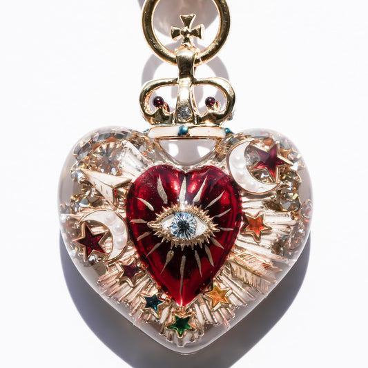 Sacred Heart Eye Necklace - Clear × Red × Rainbow Arrow / Medium