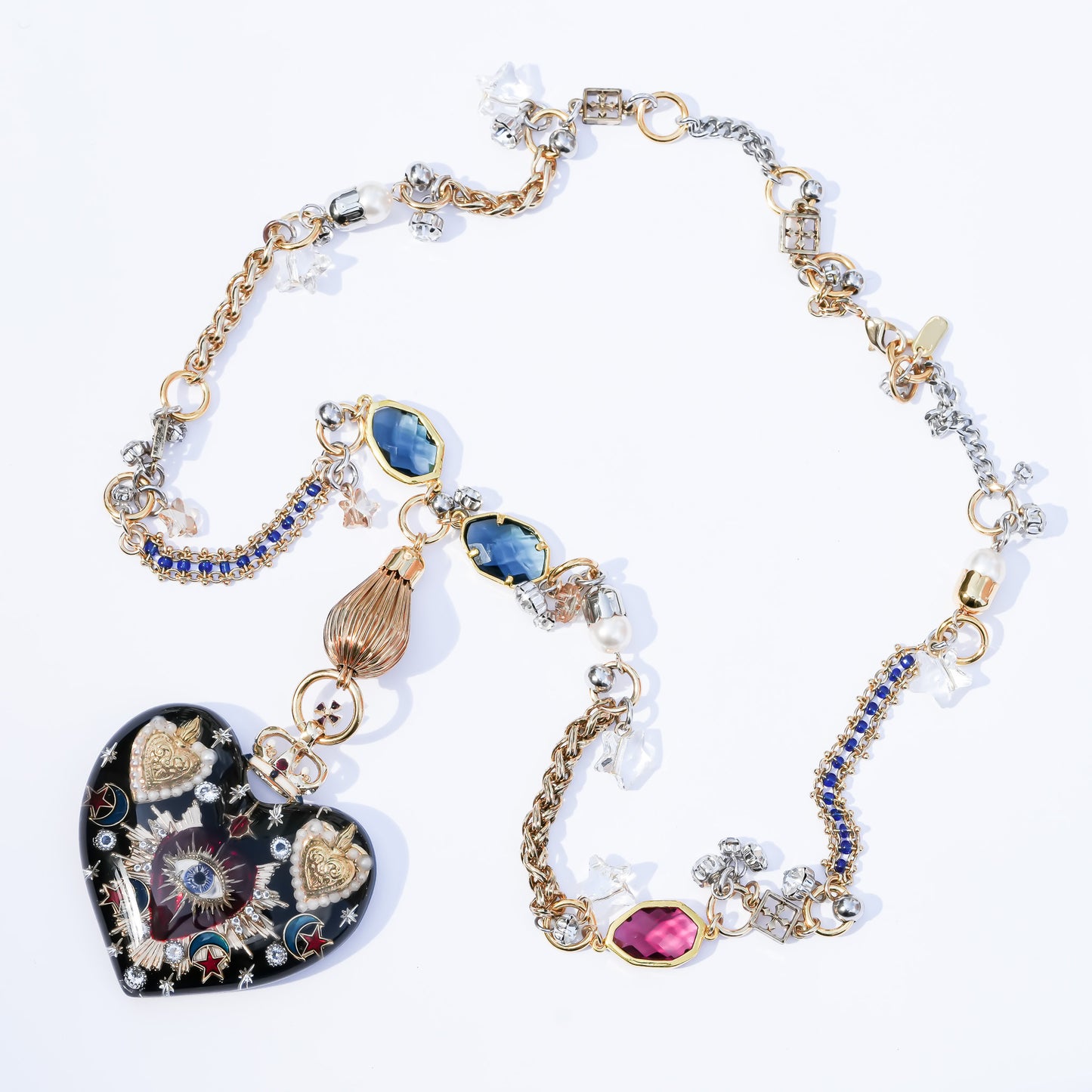 Sacred Heart Eye Necklace - Black × Red Majesty / Large