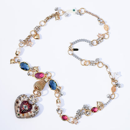 Sacred Heart Eye Necklace - Clear × Red × Rainbow Arrow / Medium