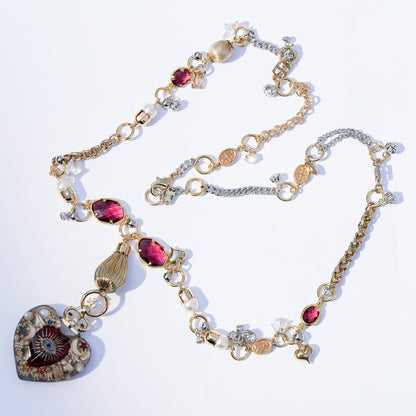 Sacred Heart Eye Necklace - Clear × Red × Rainbow / Medium