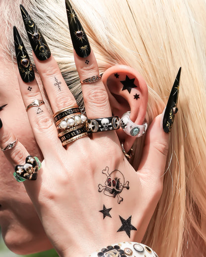 MEMENTO MORI RING / MOON STAR / BLACK /#12