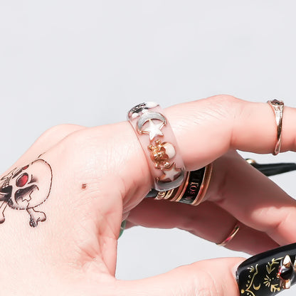 MEMENTO MORI RING / MOON STAR / SMOKY PINK /#12