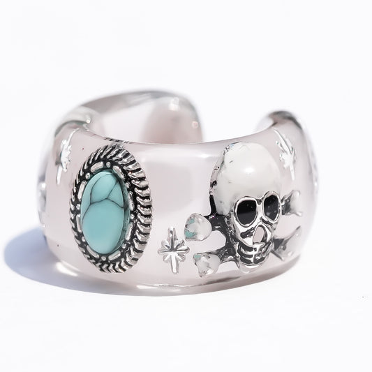 MEMENTO MORI EARCUFF / TURQUOISE / SMOKY WHITE