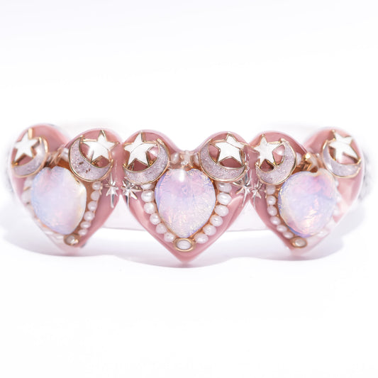 LOVE BRACELET / TRIPLE HEART / SMOKY PINK / PINK OPAL