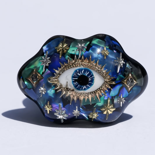 Cloud eye ring - blue green / #11 #12