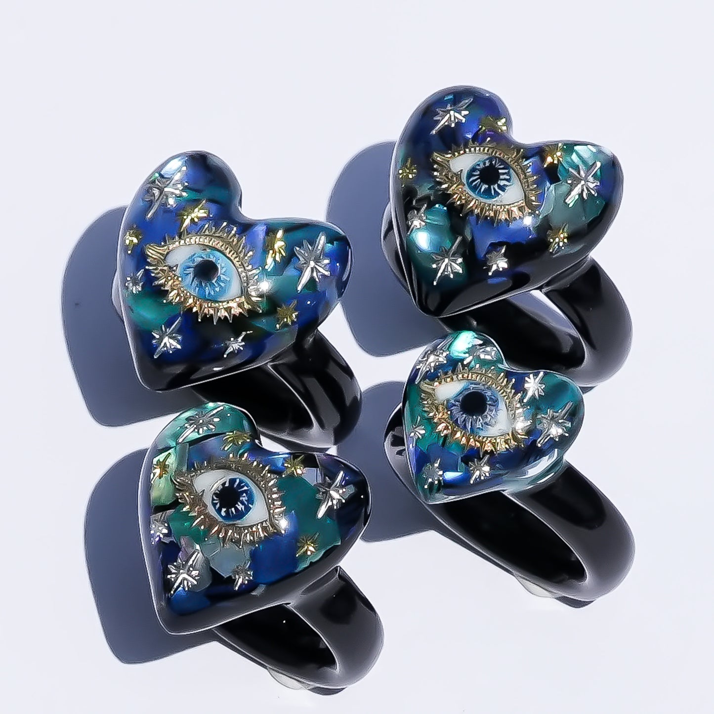 Sacred heart eye small ring - blue / #13