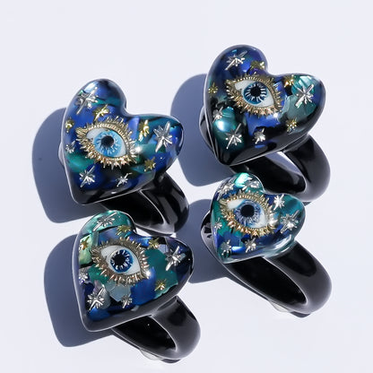 Sacred heart eye small ring - blue / #13
