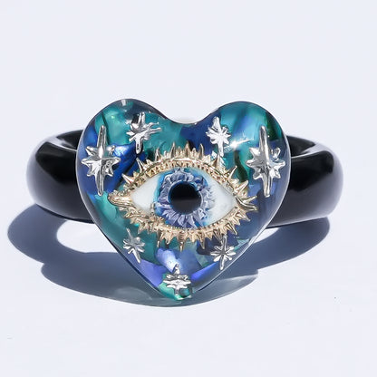Sacred heart eye small ring - blue / #13