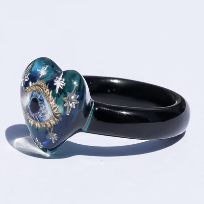 Sacred heart eye small ring - blue / #13