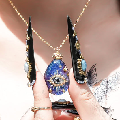 Galaxy eye drop necklace -blue