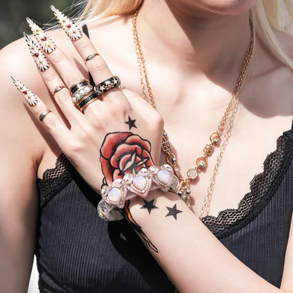LOVE BRACELET / TRIPLE HEART / SMOKY PINK / PINK OPAL