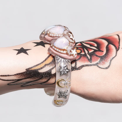 LOVE BRACELET / TRIPLE HEART / SMOKY PINK / PINK OPAL