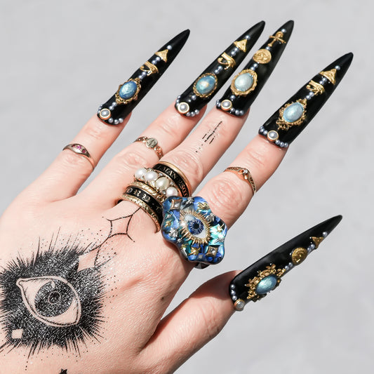 Cloud eye ring - blue green / #11 #12