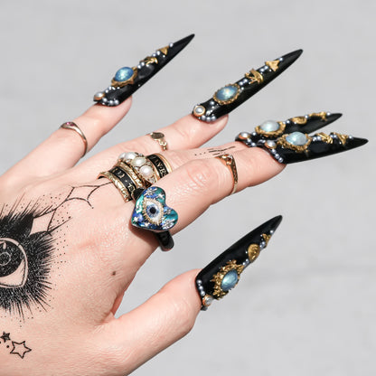 Sacred heart eye small ring - blue / #13