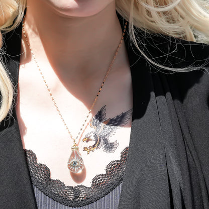 Crystal eye drop necklace -clear