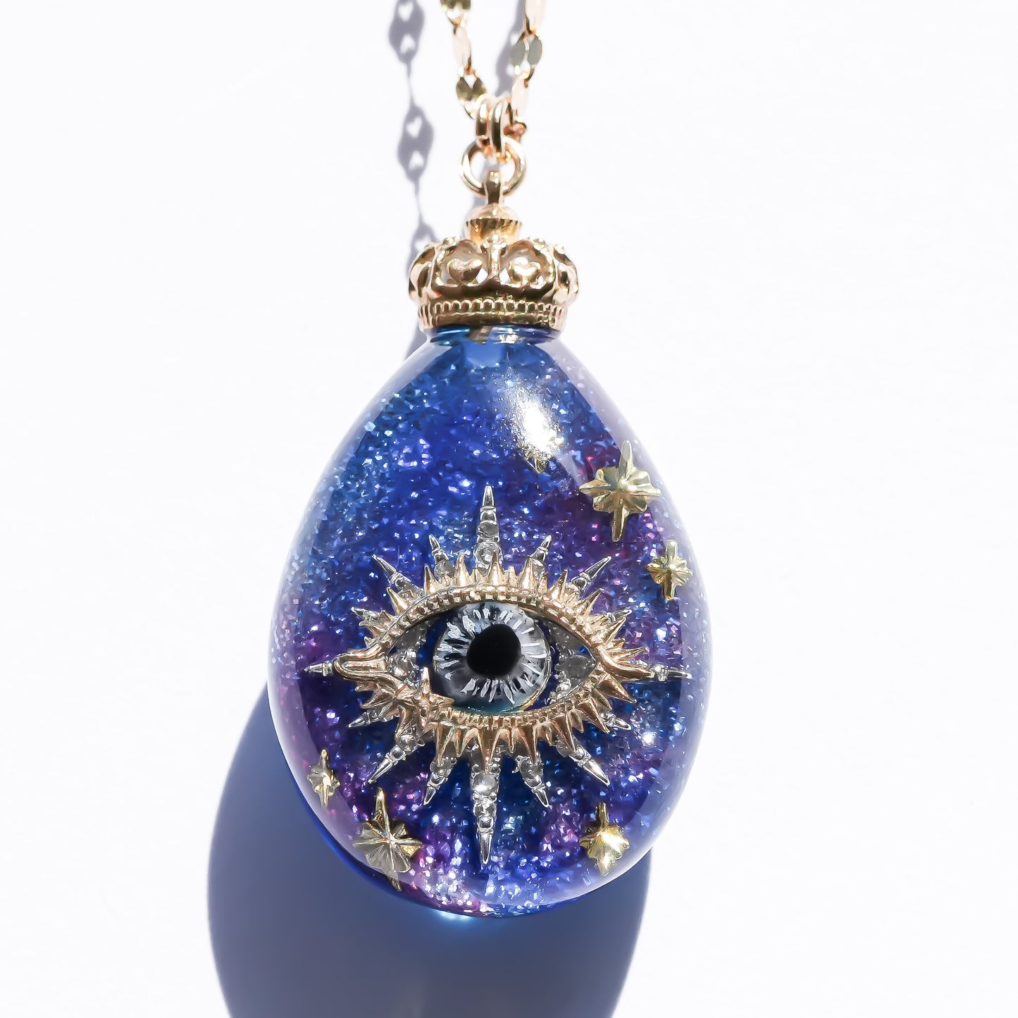 Galaxy eye drop necklace -blue