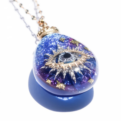 Galaxy eye drop necklace -blue