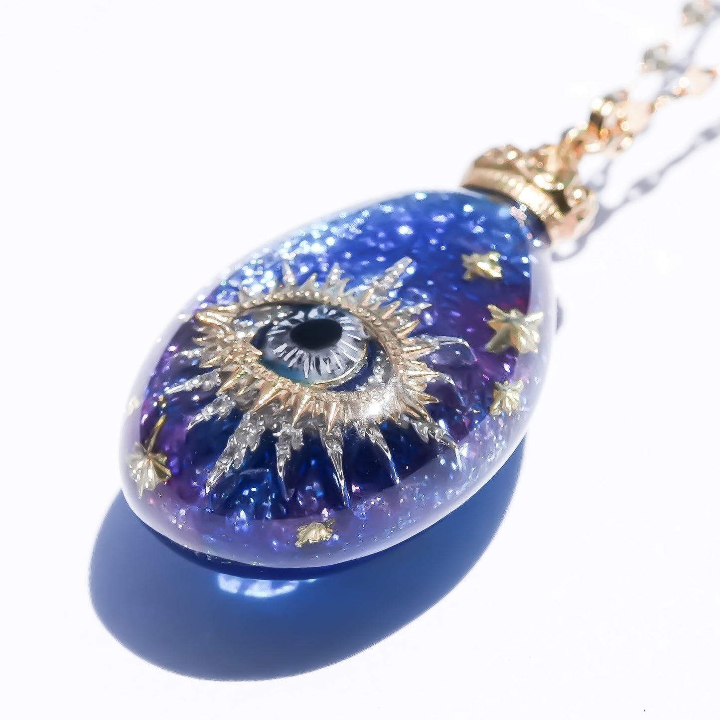 Galaxy eye drop necklace -blue