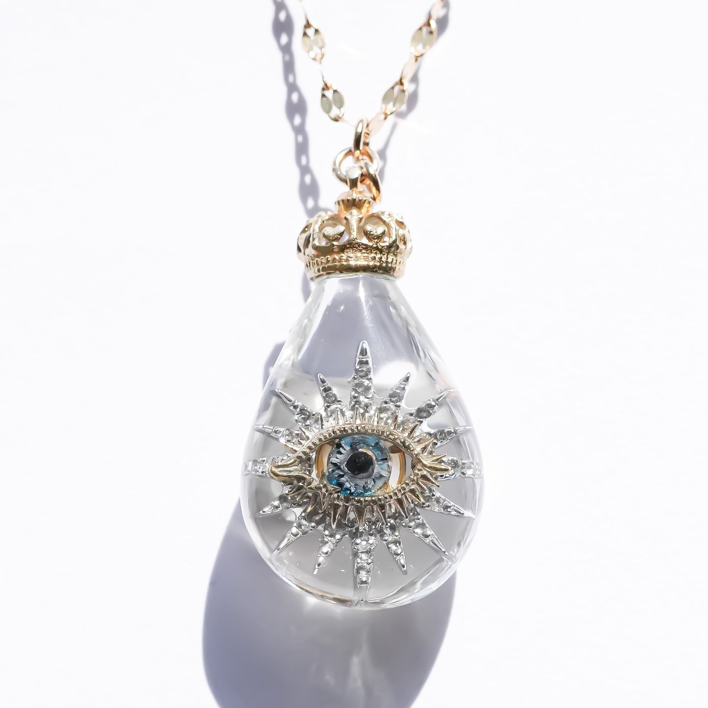 Crystal eye drop necklace -clear