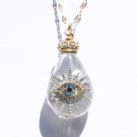 Crystal eye drop necklace -clear