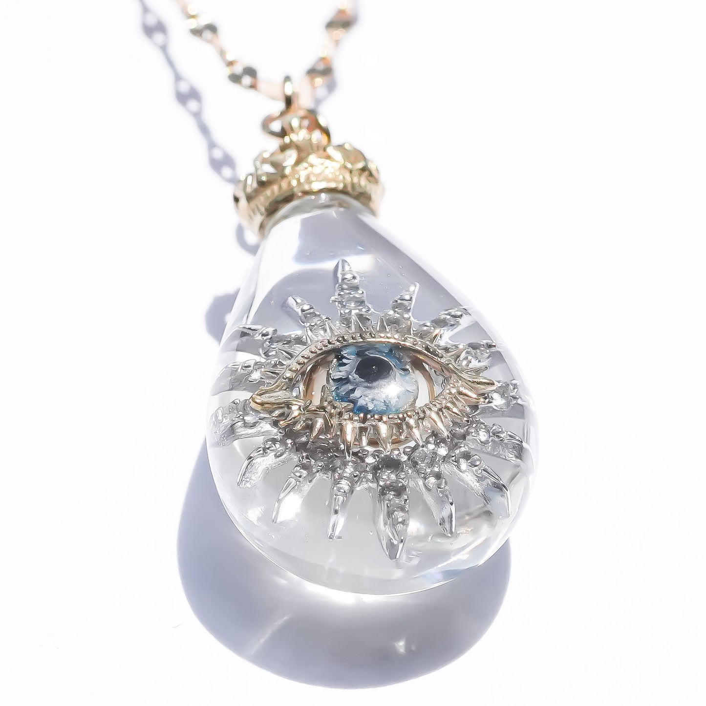 Crystal eye drop necklace -clear