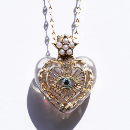 Aurora opal heart eye necklace -clear