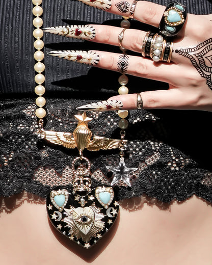 LOVE NECKLACE / EYE / HEART / TURQUOISE / BLACK