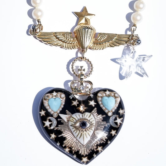 LOVE NECKLACE / EYE / HEART / TURQUOISE / BLACK