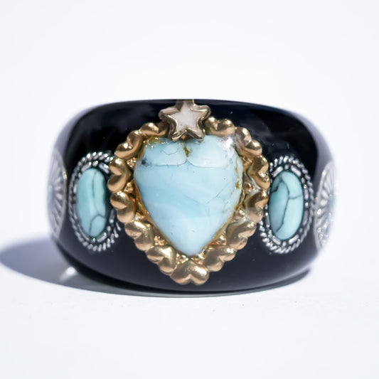 LOVE RING / HEART / TURQUOISE / BLACK / #14