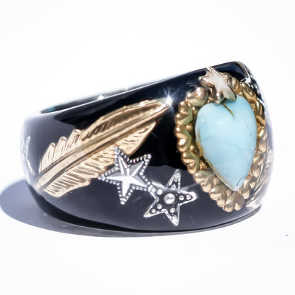 LOVE RING / HEART / WING / TURQUOISE / BLACK / #11