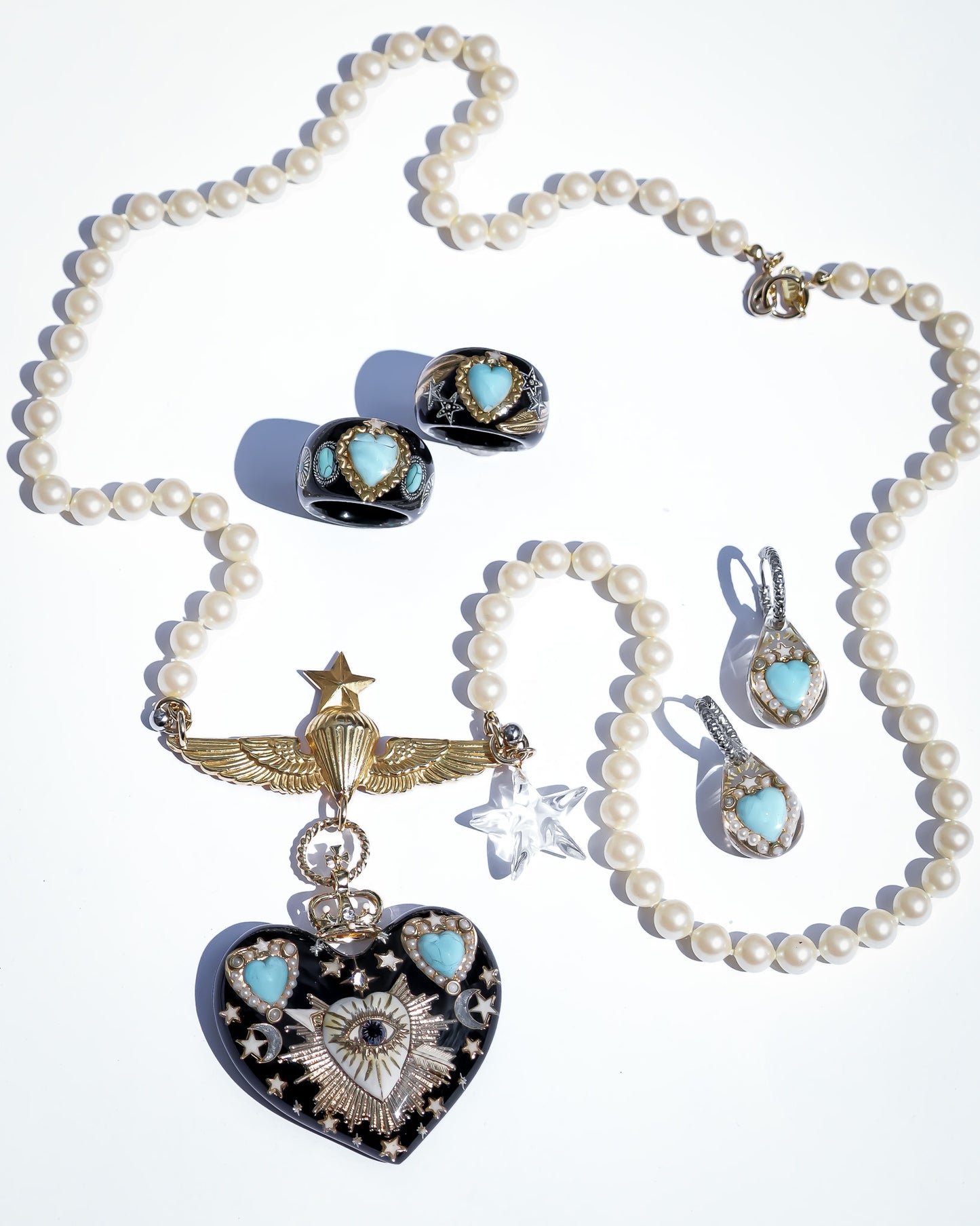 LOVE NECKLACE / EYE / HEART / TURQUOISE / BLACK