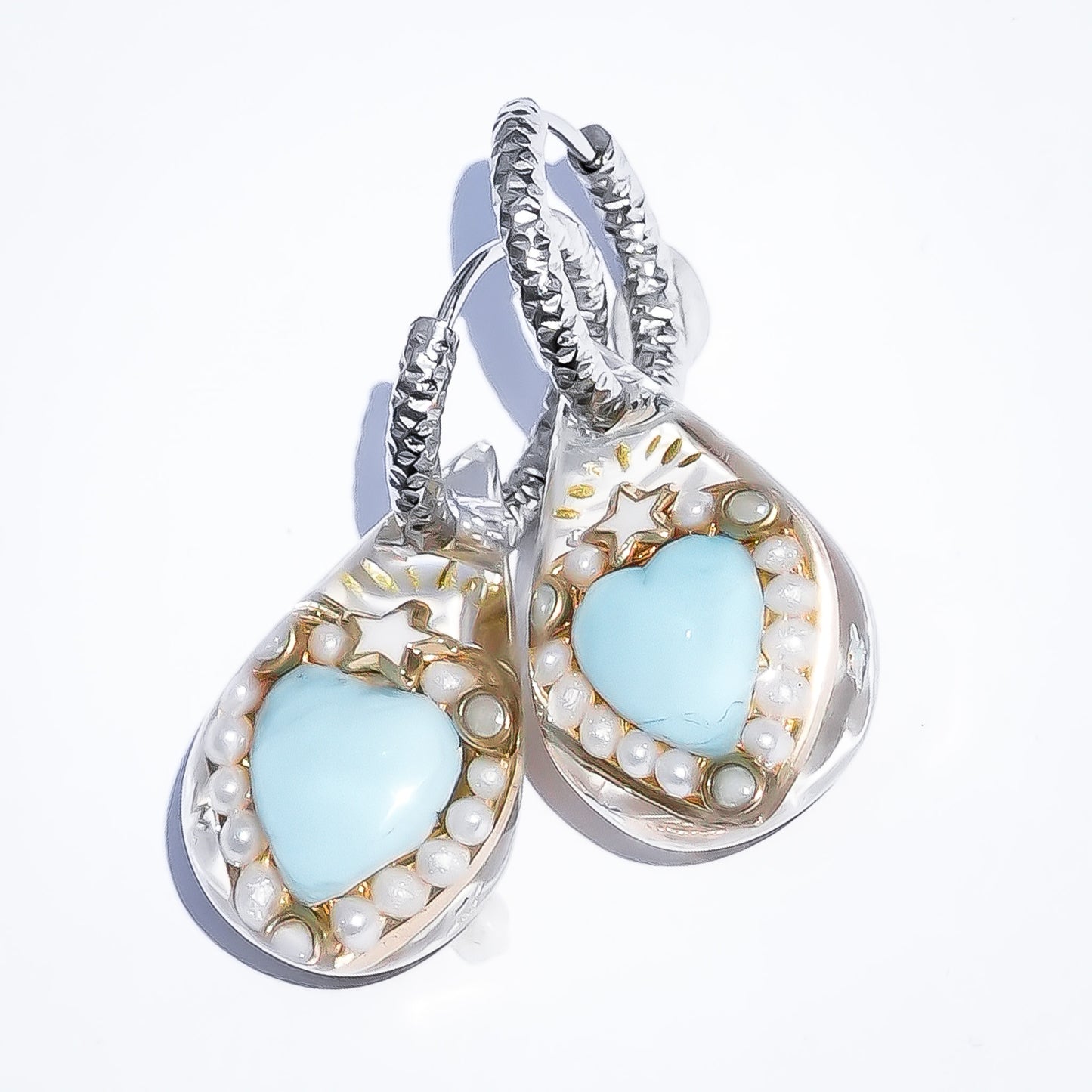 LOVE DROP EARRINGS / TURQUOISE / HEART / CLEAR