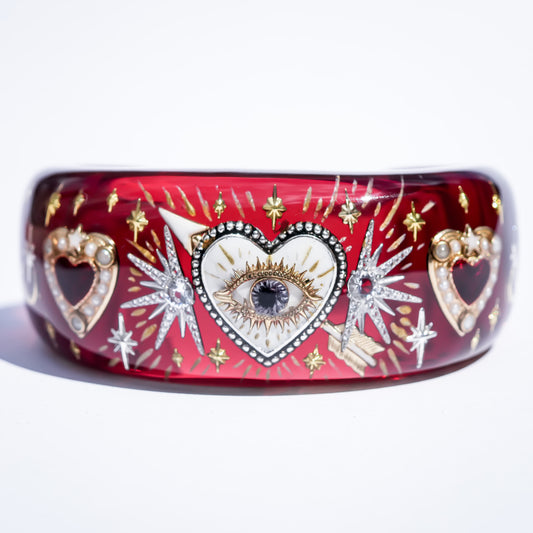 LOVE BRACELET / WHITE HEART / EYE / RED