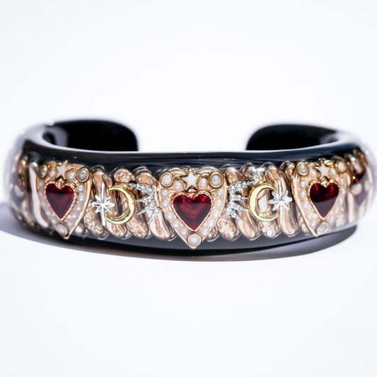 LOVE BRACELET / RED HEART / BLACK / GOLD