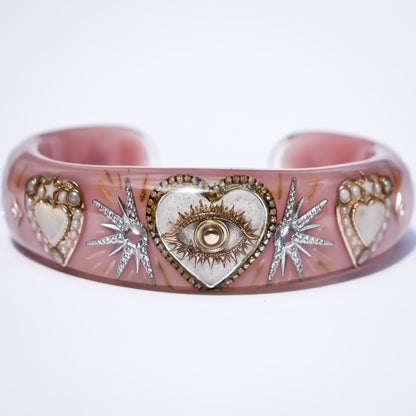 LOVE BRACELET / EYE / WHITE HEART / SMOKY PINK