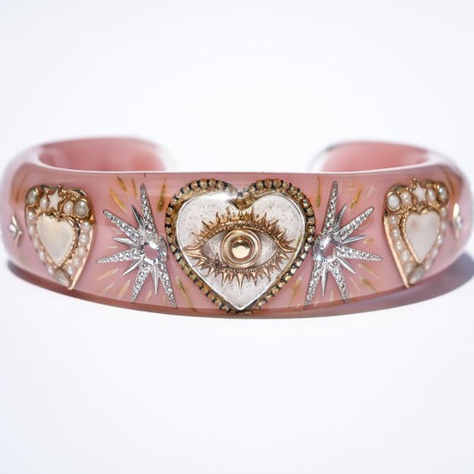 LOVE BRACELET / EYE / WHITE HEART / SMOKY PINK