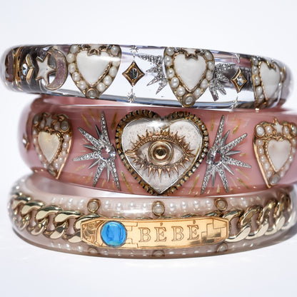 LOVE BRACELET / EYE / WHITE HEART / SMOKY PINK
