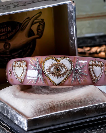 LOVE BRACELET / EYE / WHITE HEART / SMOKY PINK