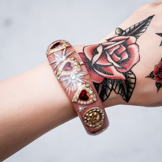 LOVE BRACELET / RED HEART / SMOKY PINK