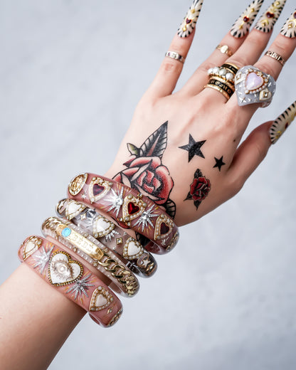 LOVE BRACELET / EYE / WHITE HEART / SMOKY PINK