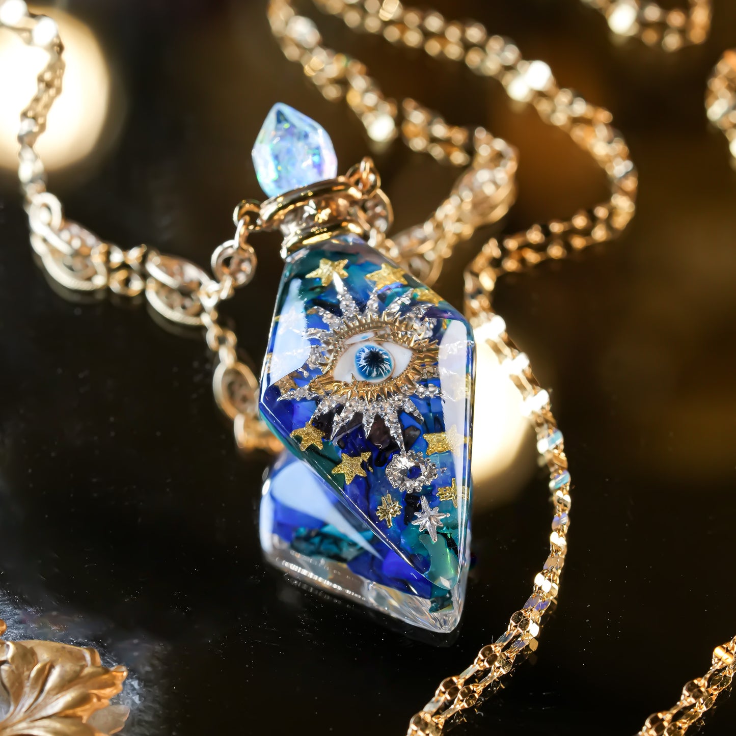 Magic essence bottle necklace -Blue green
