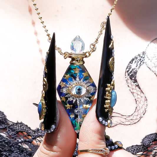 Magic essence bottle necklace -Blue green