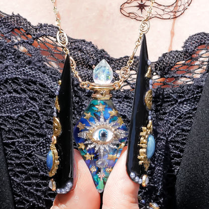 Magic essence bottle necklace -Blue green
