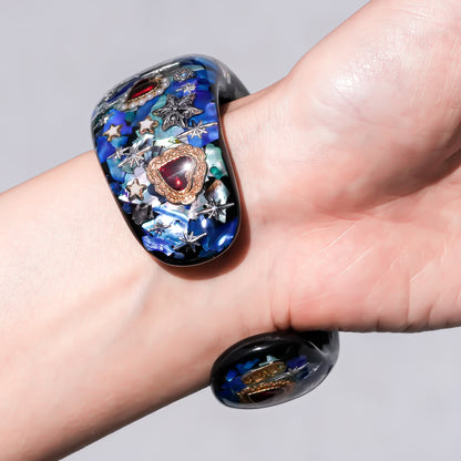Sacred Heart Eye Bracelet -Blue green × Red